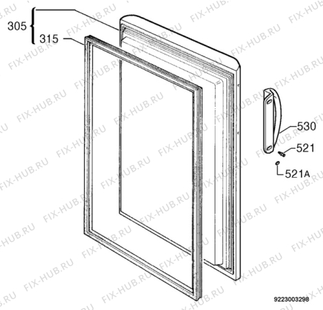 Взрыв-схема холодильника Aeg Electrolux A1276GS7 - Схема узла Door 003